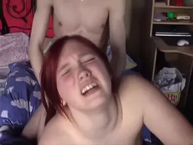 BBW redhead moans while getting fucked until creampie