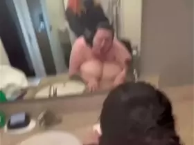 Fucking my BBW step sister in the bathroom while is at work