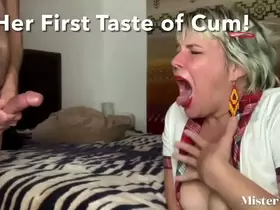 Cum Swallow: Sexy Student’s First Taste of Cum