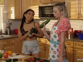 Tiffany Watson having lesbian sex with kinky Jada Kai and a cucumber