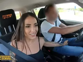 Fake Driving School Spanish Babe Medusa has Lesson Hijacked by FakeTaxi driver