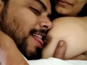 Busty Wife's Big Natural Boobs passionately sucked by Husband in homemade video